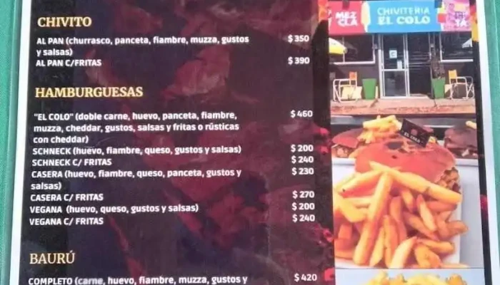 Chiviteria El Colo -  Menu - La Paloma