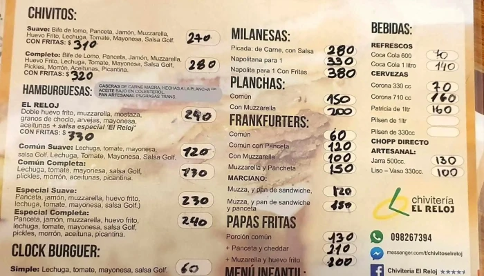 Chiviteria El Reloj Menu - Salto