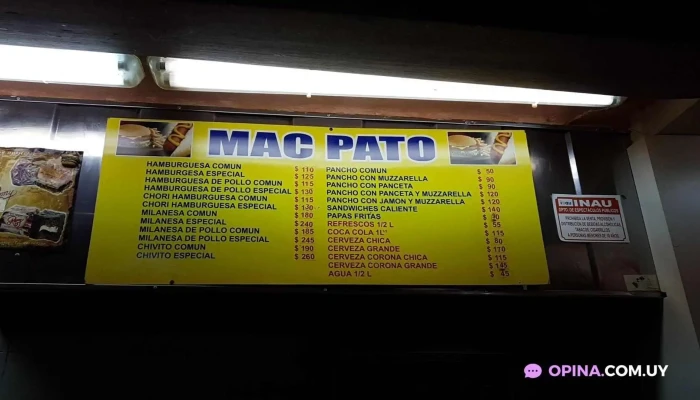 Chiviteria Mac Pato Menu - San Carlos