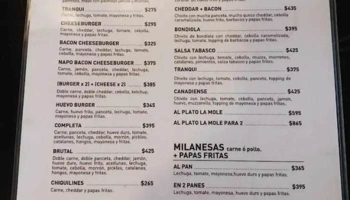 Chivitos La Mole -  Menu - Montevideo