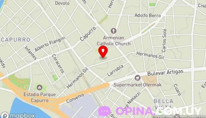 mapa de CINDE - Escuela de Lengua de Señas Uruguaya. Academia de idiomas en Montevideo