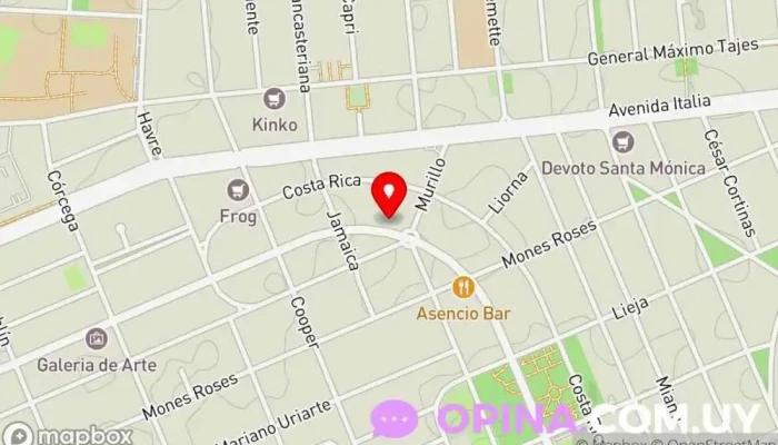 mapa de Clinica Odontológica Biosmile Dentista, Dentista cosmético, Clínica dental, Periodoncista de implantes dentales, Endodoncista, Ortodoncista, Dentista infantil en Montevideo