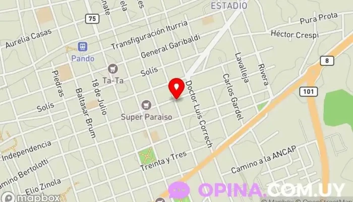 mapa de Clínica Odontológica Dr. Sebastian Calleros Clínica dental en Pando