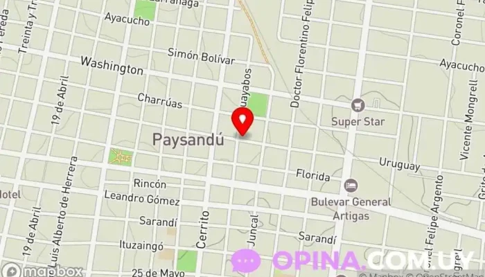 mapa de Clínica Veterinaria Uruguay Veterinario en Paysandú