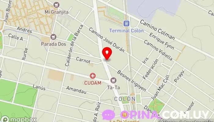 mapa de Clinilab Laboratorio de análisis clínicos en Montevideo