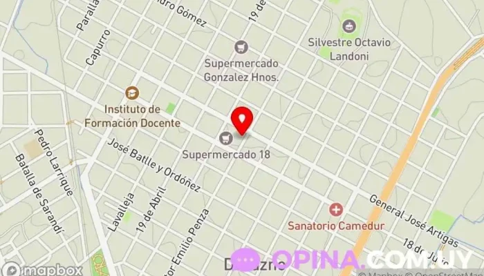 mapa de Codedur Clínica dental en Durazno