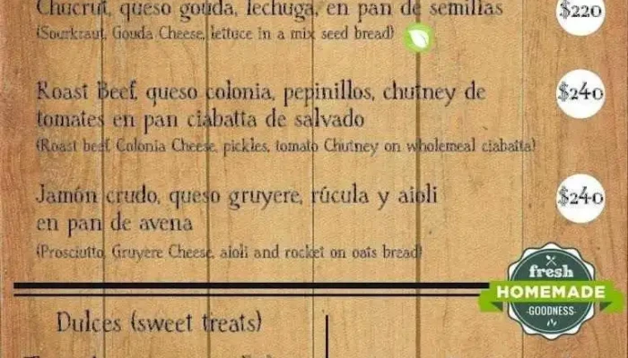 Colonia Sandwich Coffee Shop -  Menu - Col. del Sacramento