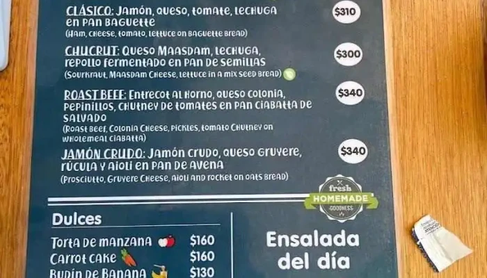 Colonia Sandwich Coffee Shop -  Menu - Col. del Sacramento