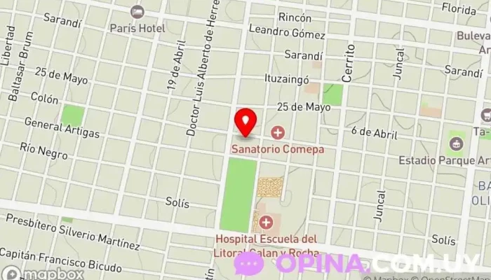 mapa de Comepa Centralizados Hospital privado en Paysandú