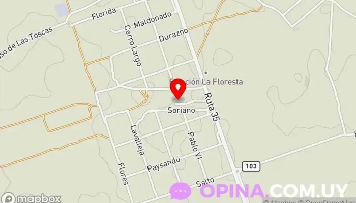 mapa de Consultorio de Medicina Familiar Estación Floresta (ASSE) Hospital en Estación La Floresta