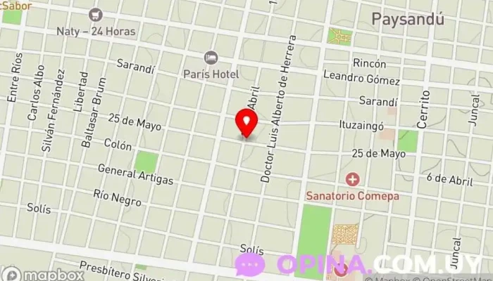 mapa de Consultorio dental Dr Fernando De Izaguirre Ortodoncista, Clínica dental en Paysandú