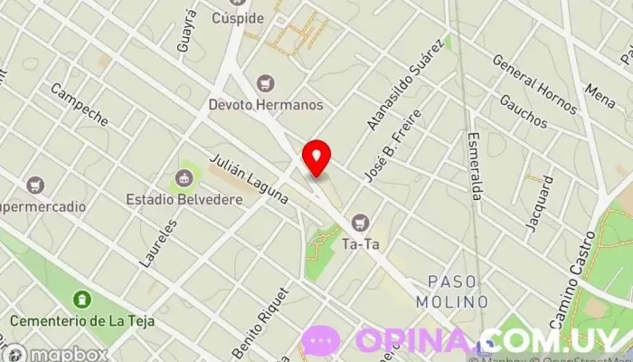 mapa de Consultorio Odontológico Belvedere Centro de salud en Montevideo