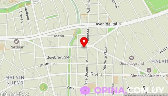 mapa de Consultorio odontológico Centro Cuatro Vientos Malvín Clínica dental en Montevideo