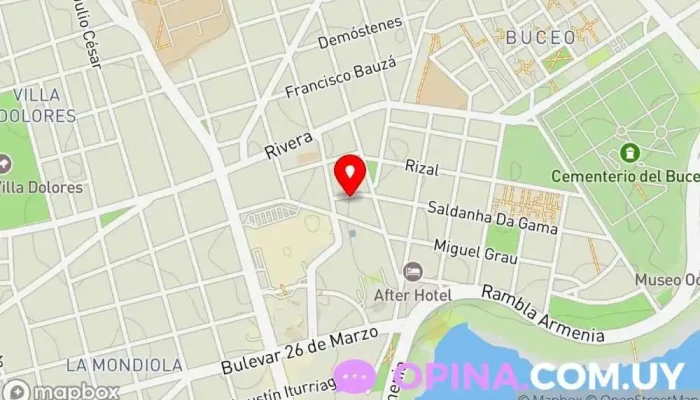 mapa de Consultorio Odontológico Daga y Pereira Clínica dental, Periodoncista de implantes dentales, Dentista, Endodoncista, Dentista infantil en Montevideo