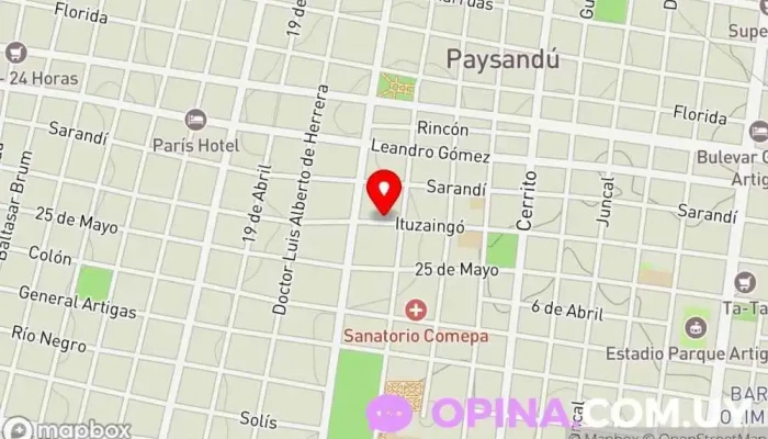 mapa de Consultorio Odontológico Ituzaingó Clínica dental en Paysandú