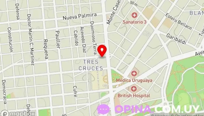 mapa de Consultorio Odontológico Tres Cruces Clínica dental en Montevideo