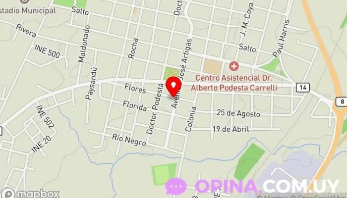 mapa de CONSULTORIO VARELA (COMETT) Centro de salud en José Pedro Varela