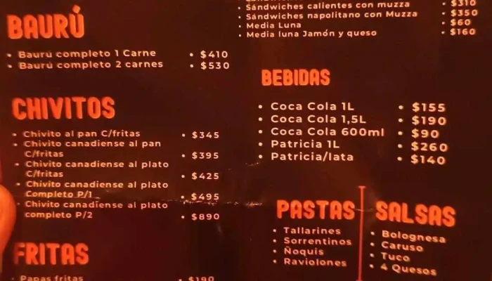 Continental Bar Y Pizzeria -  Menu - Montevideo
