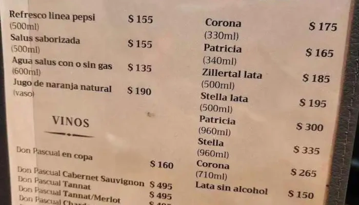 Costa Azul Menu - Montevideo