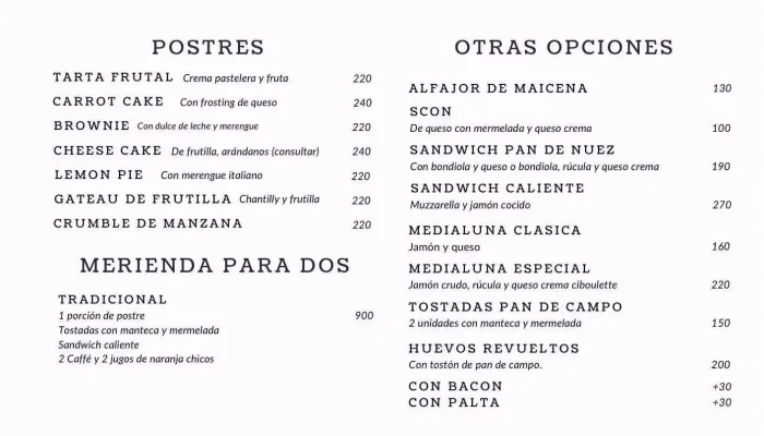 Dante Caffe Menu - Ciudad de la Costa