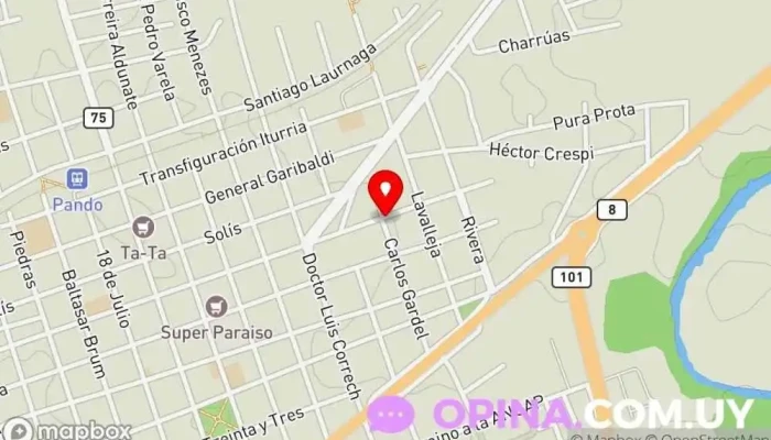 mapa de Del Centro Propiedades Consultor inmobiliario en Pando