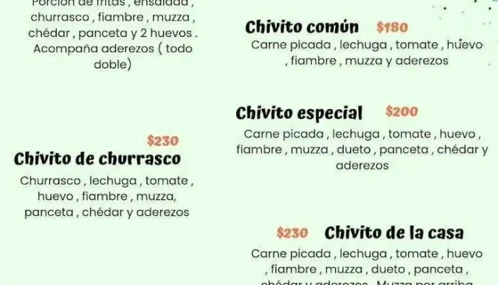 Delicioso Sabor -  Menu - Artigas