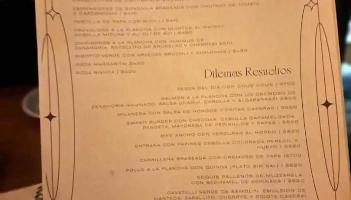 Dilema Cafe Restobar Menu - Montevideo