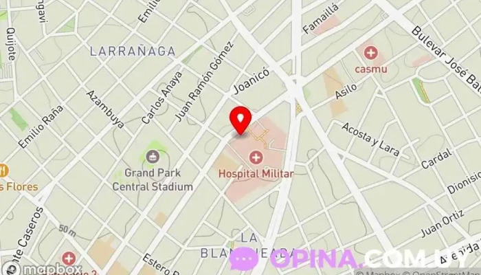 mapa de Dirección Nacional de Sanidad de las Fuerzas Armadas Hospital militar, Centro médico en Montevideo