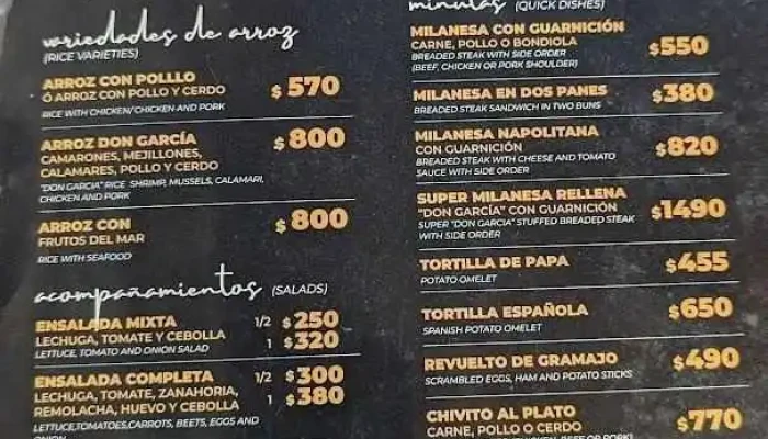 Don Garcia Menu - Montevideo