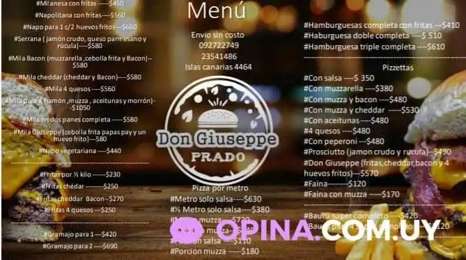 Don Giuseppe Prado -  Menu - Montevideo