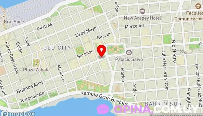 mapa de Editorial B de F. Tienda de libros jurídicos en Montevideo