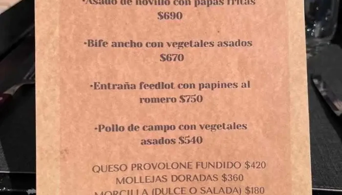 El Almacen Boutique Menu - Colonia Nicolich