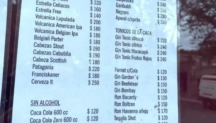 El Bolichito Pizza Beer Menu - Col. del Sacramento