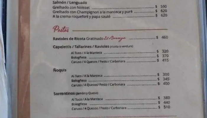 El Borrego Restaurante -  Menu - Rivera