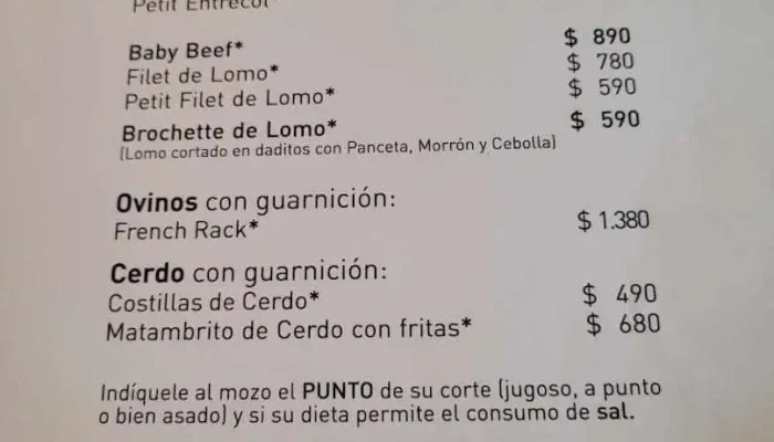 El Fogon Menu - Montevideo