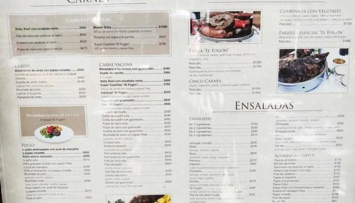 El Fogon Menu - Montevideo