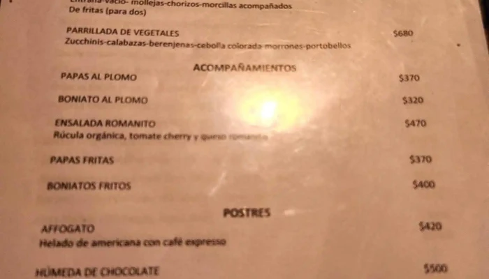El Fondin De Manantiales Menu - Manantiales