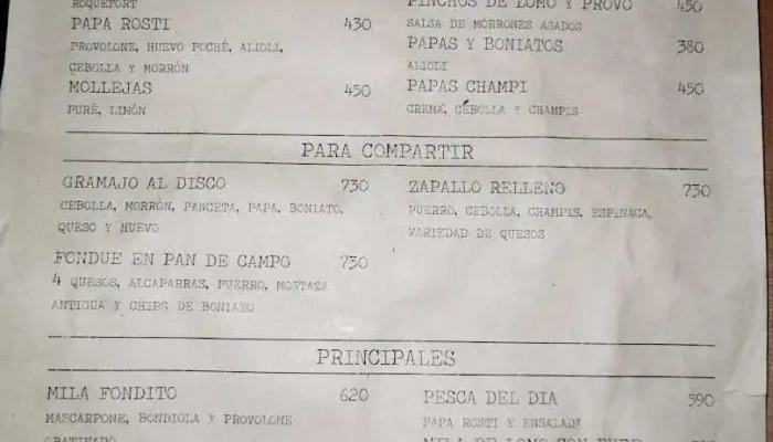 El Fondito -  Menu - Montevideo