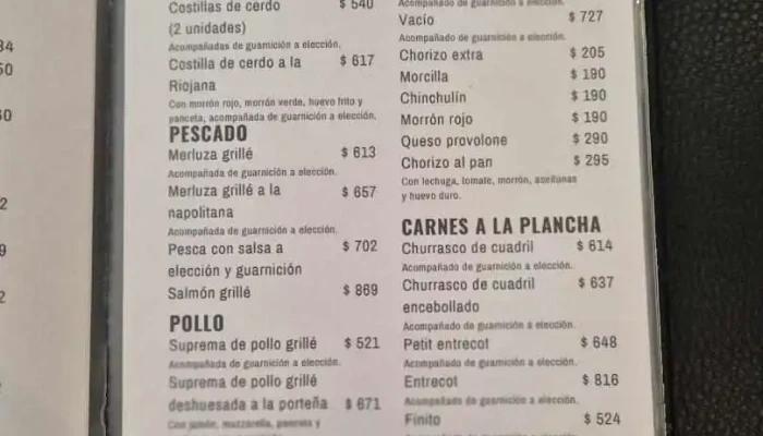 El Gaucho -  Menu - Montevideo