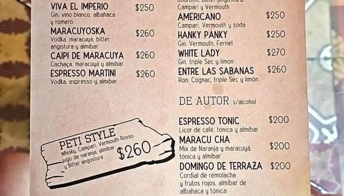 El Imperio -  Menu - Montevideo