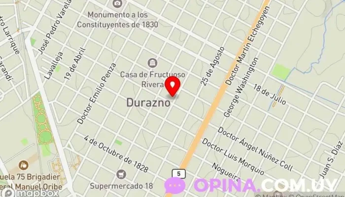 mapa de El Inglés de Erna Institución educativa en Durazno