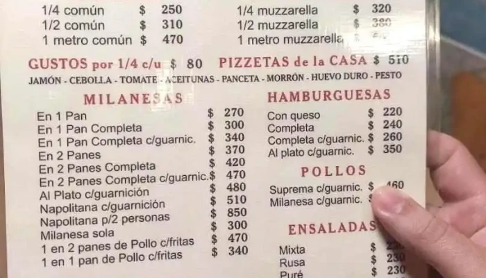 El Milagro -  Menu - Punta del Este