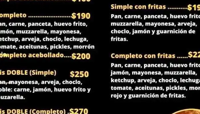 El Pajaro Fastfood Menu - Rivera