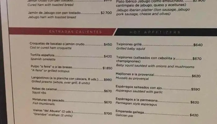 El Palenque -  Menu - Punta del Este