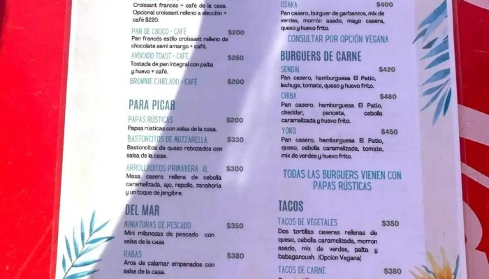 El Patio Oriental -  Menu - Punta del Diablo