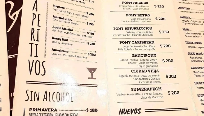 El Pony Pisador -  Menu - Montevideo