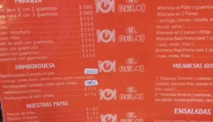 El Reloj Comidas Rapidas Y Parrilla -  Menu - Montevideo