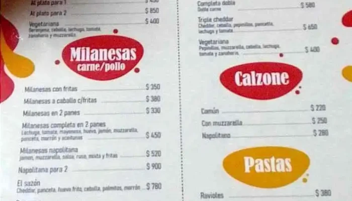 El Sazon De La Union -  Menu - Montevideo