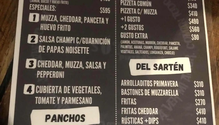 El Sotano Menu - Montevideo