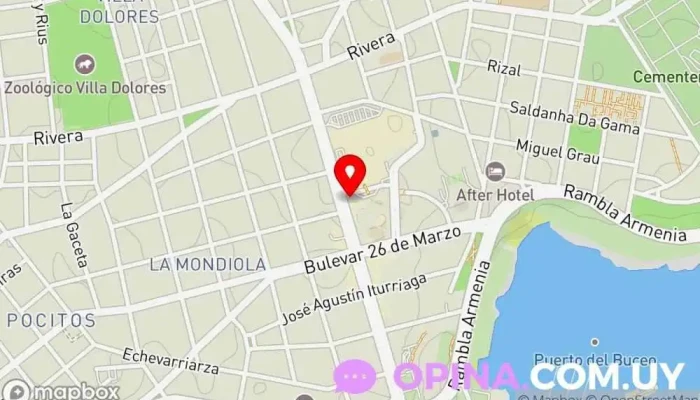 mapa de Escuela de Seguros del Uruguay Centro de aprendizaje a distancia en Montevideo